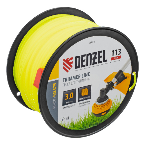 Леска для триммера зубчатый квадрат, 3,0мм х 113м, на DIN катушке FLEX CORD Denzel купить в Москве с доставкой по всей России | ProtosMarket.ru
