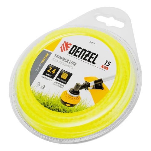 Леска для триммера зубчатый квадрат, 2,4мм х 15м, FLEX CORD, DENZEL купить в Москве с доставкой по всей России | ProtosMarket.ru