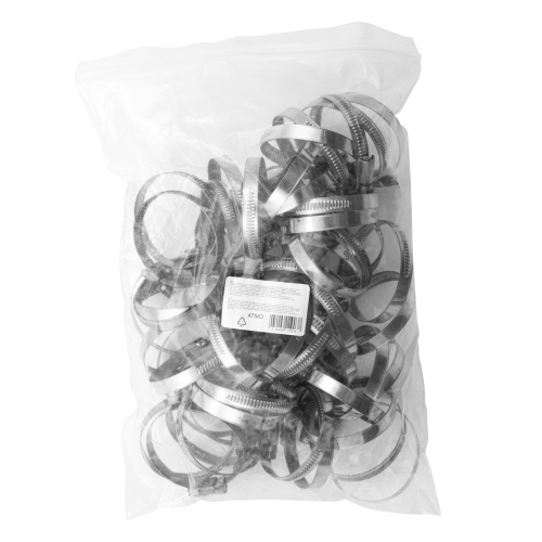 Хомуты нержавеющая сталь, Стандартное болтовое крепление 40-60 мм, 50 штук в упаковке, ширина 9 мм Сибртех купить в Москве с доставкой по всей России | ProtosMarket.ru