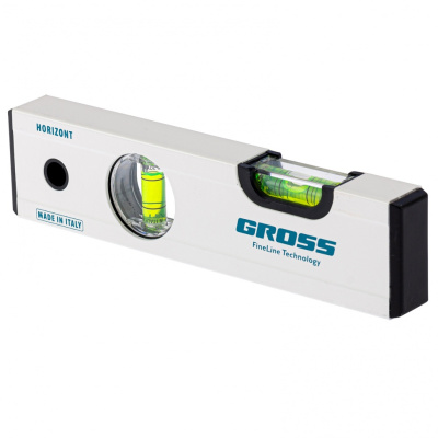 Уровень алюминиевый, 200 мм, фрезерованный, 2 глазка, магнитный Gross купить в Москве с доставкой по всей России | ProtosMarket.ru