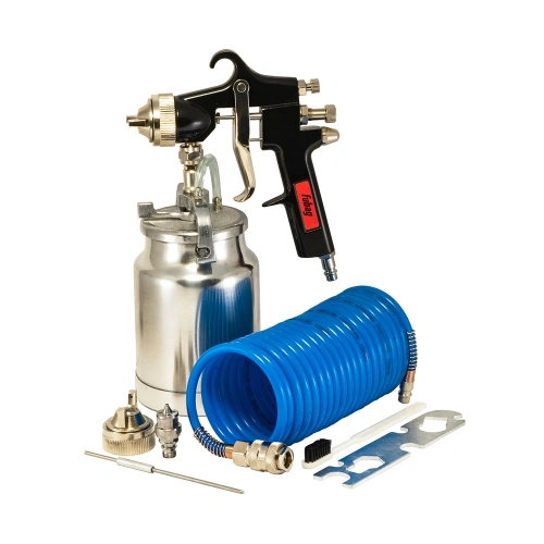 FUBAG Набор пневмоинструмента Basic S1000 3 предмета карт. коробка (Краскораспылитель с нижним бачком 1 л, спиральный шланг 5 м,  дополнительного сопло 2 мм с воздушной головкой и иглой) купить в Москве с доставкой по всей России | ProtosMarket.ru