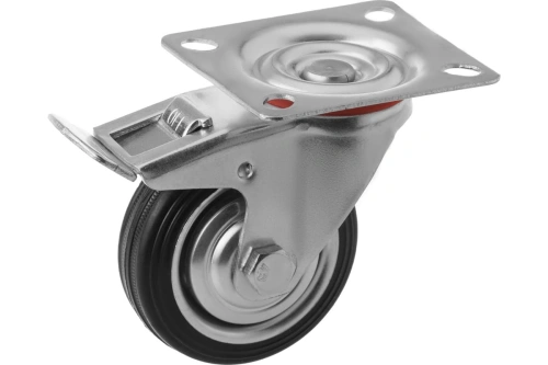 Колесо поворотное резина SCb 97 85 мм с тормозом (F) по ценам производителя в Москве с доставкой по всей России