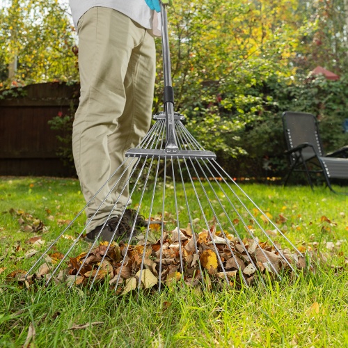Грабли веерные стальные, 190 - 520 х 1200 - 1500 мм, 15 зубьев, раздвижные, стальной черенок, Palisad купить в Москве с доставкой по всей России | ProtosMarket.ru