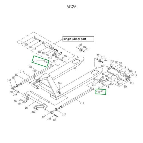 Ось крепления рычага силового блока к подвильной тяге для гидравлических тележек AC25 купить в Москве с доставкой по всей России | ProtosMarket.ru