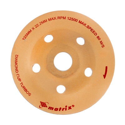 Чашка алмазная зачистная, 125 мм, турбо Matrix купить в Москве с доставкой по всей России | ProtosMarket.ru