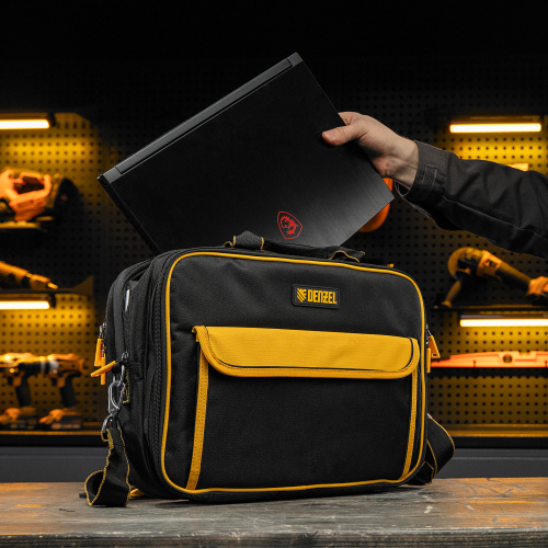 Сумка для инструмента, 400х170х300 мм, 3 отделения, 28 карманов, наплечный ремень Denzel купить в Москве с доставкой по всей России | ProtosMarket.ru