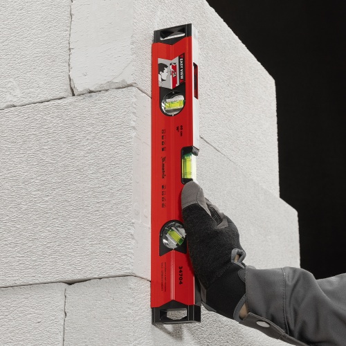 Уровень алюминиевый магнитный, 400 мм, фрезерованный, 3 глазка (1 зеркальный), усиленный Matrix купить в Москве с доставкой по всей России | ProtosMarket.ru