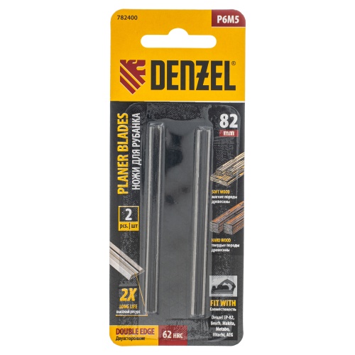 Ножи для эл. рубанка, Р6М5, 82мм, 2шт Denzel купить в Москве с доставкой по всей России | ProtosMarket.ru