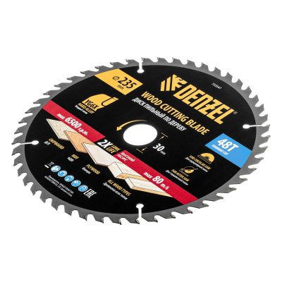 Пильный диск по дереву ф235 х 30 мм, 48 зубьев Denzel купить в Москве с доставкой по всей России | ProtosMarket.ru