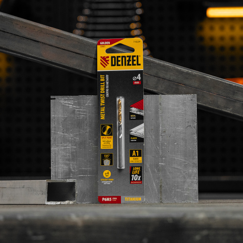 Сверло спиральное по металлу 4 x 75 мм, Р6М5, Golden Tip  Denzel купить в Москве с доставкой по всей России | ProtosMarket.ru