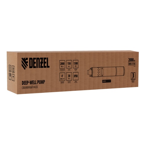 Скважинный насос DWS-4-150, винтовой, диаметр 4", 1300 Вт, 2000 л/ч, напор 150 м Denzel купить в Москве с доставкой по всей России | ProtosMarket.ru