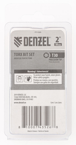 Бита T30x50, 5 шт. Denzel купить в Москве с доставкой по всей России | ProtosMarket.ru