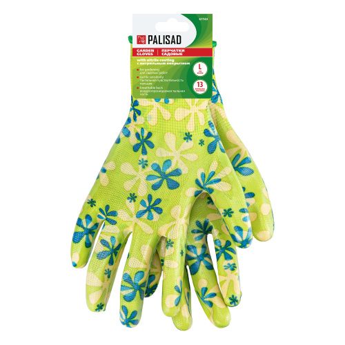 Перчатки садовые из полиэстера с нитрильным обливом, зеленые, L Palisad купить в Москве с доставкой по всей России | ProtosMarket.ru
