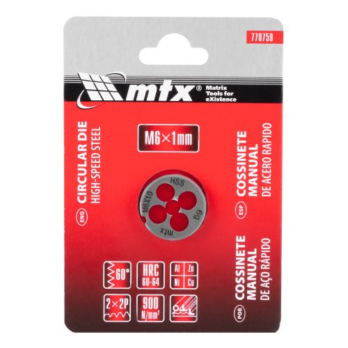 Плашка М6 х 1 мм, Р6М5 MTX купить в Москве с доставкой по всей России | ProtosMarket.ru