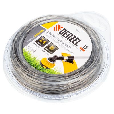 Леска двухкомпонентная для триммера квадратная витая, 2.4 мм х 15 м, EXTRA CORD Denzel купить в Москве с доставкой по всей России | ProtosMarket.ru