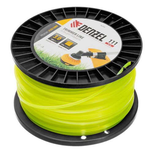 Леска для триммера квадрат, 3,0мм х 111м, на DIN катушке FLEX CORD Denzel купить в Москве с доставкой по всей России | ProtosMarket.ru