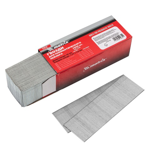 Гвозди для пневматического нейлера, длина 40 мм, ширина 1.25 мм, толщина 1 мм, 5000 шт Matrix купить в Москве с доставкой по всей России | ProtosMarket.ru