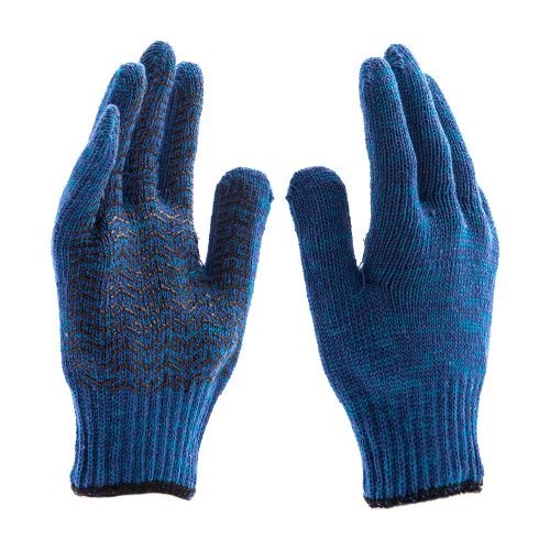 Перчатки трикотажные усиленные, гелевое ПВХ-покрытие, 7 класс, синие Сибртех купить в Москве с доставкой по всей России | ProtosMarket.ru