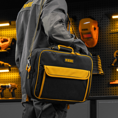 Сумка для инструмента, 400х170х300 мм, 3 отделения, 28 карманов, наплечный ремень Denzel купить в Москве с доставкой по всей России | ProtosMarket.ru