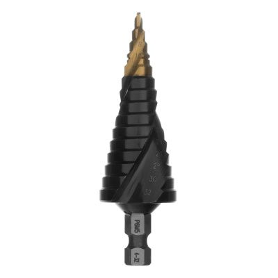 Сверло ступенчатое, 4-6-8-10-12-14-16-18-20-22-24-26-28-30-32 мм, Р6М5, 6-гр. хвостовик Denzel купить в Москве с доставкой по всей России | ProtosMarket.ru