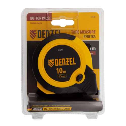 Рулетка 10м х 25мм, двухкомп. корпус, кнопка-пауза Denzel купить в Москве с доставкой по всей России | ProtosMarket.ru