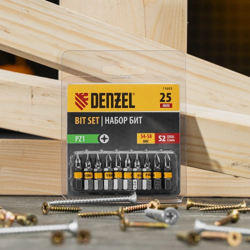 Бита PZ1х25, сталь S2, шестигранный профиль, 10 шт. Е 6,3 Denzel купить в Москве с доставкой по всей России | ProtosMarket.ru