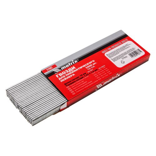 Гвозди для пневматического нейлера, длина 10 мм, ширина 1.25 мм, толщина 1 мм, 5000 шт Matrix купить в Москве с доставкой по всей России | ProtosMarket.ru