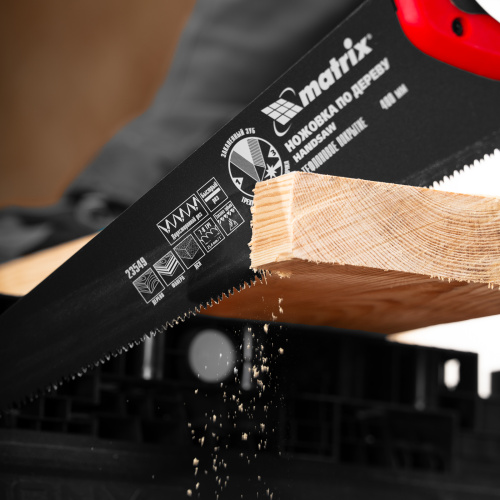 Ножовка по дереву, 400 мм, 7-8 TPI, зуб-3D, каленый зуб, тефлоновое покрытие полотна, двухкомпонентная рукоятка Matrix купить в Москве с доставкой по всей России | ProtosMarket.ru