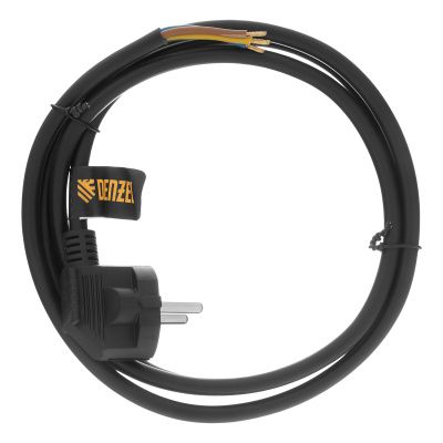 Шнур сетевой Energy Series, ПВС, 1,5 м, 3 x 1,5 мм, с неразборной вилкой, черный, Denzel купить в Москве с доставкой по всей России | ProtosMarket.ru