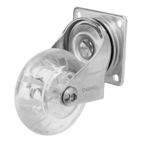 Колесо ПУ прозрачное поворотное d-50 мм, крепление платформенное Сибртех купить в Москве с доставкой по всей России | ProtosMarket.ru