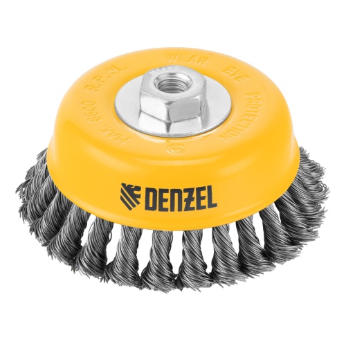 Щетка для УШМ, 125 мм, "Чашка", крученая нержавеющая проволока 0.5 мм, М14 Denzel купить в Москве с доставкой по всей России | ProtosMarket.ru