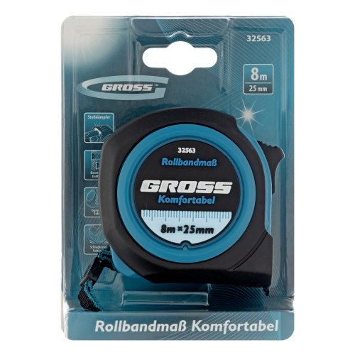 Рулетка Komfortabel 8 м х 25 мм,обрезиненный корпус Gross купить в Москве с доставкой по всей России | ProtosMarket.ru