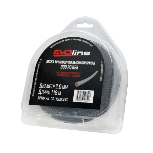 Леска (корд) триммерная EVOline DUO POWER (2.0 мм, 118 метров) купить в Москве с доставкой по всей России | ProtosMarket.ru