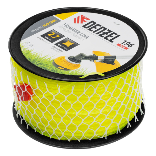 Леска для триммера витой квадрат, 2,7мм х 196м, на DIN катушке FLEX CORD Denzel купить в Москве с доставкой по всей России | ProtosMarket.ru