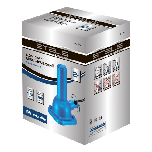 Домкрат механический бутылочный, 2 т, h подъема 180-395 мм, 2 части (домкрат, ручка) Stels по ценам производителя в Москве с доставкой по всей России