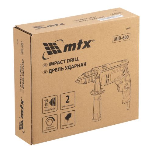Дрель ударная MID-600, 600 Вт, 0-3000 об/мин, 0-48000 уд/мин MTX купить в Москве с доставкой по всей России | ProtosMarket.ru