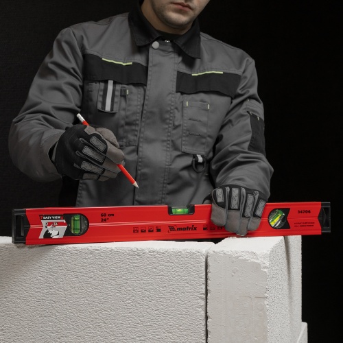 Уровень алюминиевый магнитный, 600 мм, фрезерованный, 3 глазка (1 зеркальный), усиленный Matrix купить в Москве с доставкой по всей России | ProtosMarket.ru