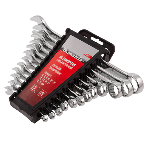 Набор ключей комбинированных, 6-22 мм, 12 шт, CrV, полированный хром Matrix купить в Москве с доставкой по всей России | ProtosMarket.ru