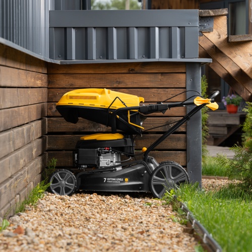 Газонокосилка бензиновая GLD-460SP, 146 куб.см, ширина 46 см, привод 7 уровней, травосборник 50 л Denzel купить в Москве с доставкой по всей России | ProtosMarket.ru