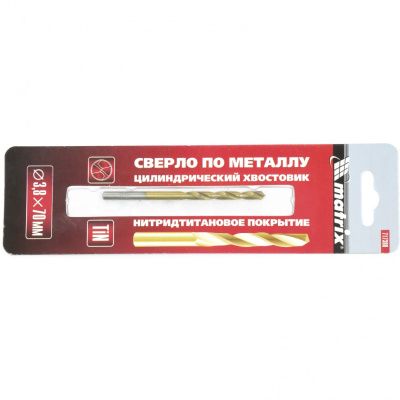 Сверло по металлу, 3.8 мм, HSS, нитридтитановое покрытие, цилиндрический хвостовик Matrix купить в Москве с доставкой по всей России | ProtosMarket.ru