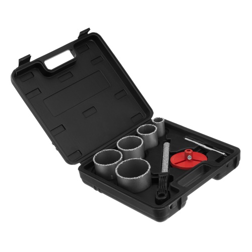 Набор коронок по керамической плитке, 33-53-67-73-83 мм, напил, в пластиковом боксе, шестигранный хвостовик Matrix купить в Москве с доставкой по всей России | ProtosMarket.ru