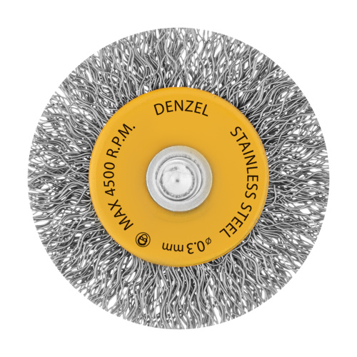 Щетка для дрели, 50 мм, Плоская, со шпилькой, нержавеющая витая проволока Denzel купить в Москве с доставкой по всей России | ProtosMarket.ru