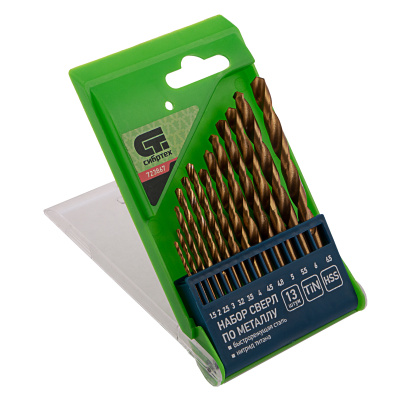 Набор нитридтитановых сверл по металлу, 1.5-6.5 мм. (через 0.5 мм.+3.2 мм, 4.8 мм.) НSS 13 шт Сибртех купить в Москве с доставкой по всей России | ProtosMarket.ru