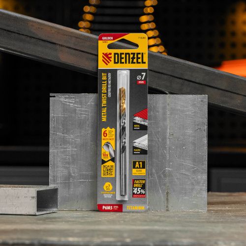 Сверло спиральное по металлу 7,0 x 109мм, Р6М5, Golden Tip, многогранная заточка Denzel купить в Москве с доставкой по всей России | ProtosMarket.ru