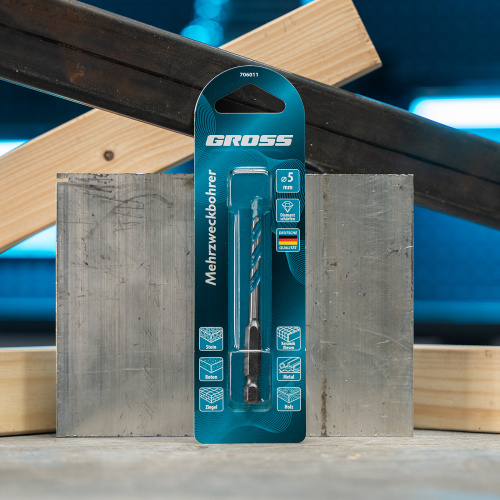 Сверло универсальное, Multipurpose PRO, 6-гр. хвостовик, 5мм Gross купить в Москве с доставкой по всей России | ProtosMarket.ru