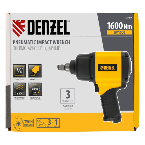 Ударный пневмогайковерт IW1600, 3/4", 4000 об/мин, 1600 Нм Denzel купить в Москве с доставкой по всей России | ProtosMarket.ru