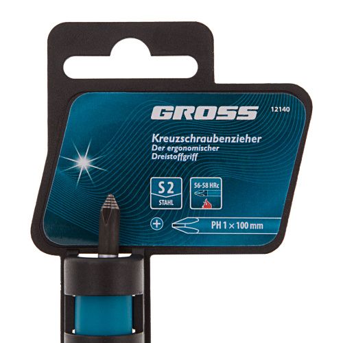 Отвертка PH1 x 100 мм, S2, трехкомпонентная ручка Gross купить в Москве с доставкой по всей России | ProtosMarket.ru