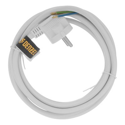 Шнур сетевой Energy Series, ПВС, 3 м, 3 x 1,5 мм, с неразборной вилкой, белый, Denzel купить в Москве с доставкой по всей России | ProtosMarket.ru
