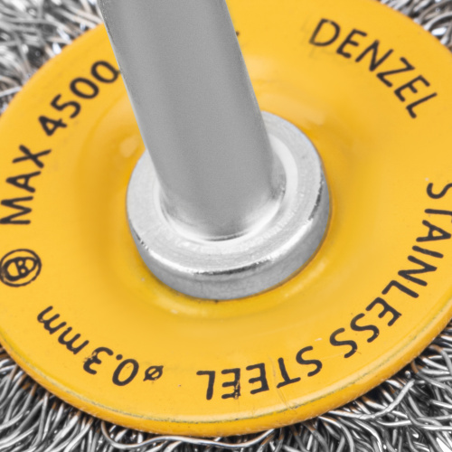 Щетка для дрели, 50 мм, Плоская, со шпилькой, нержавеющая витая проволока Denzel купить в Москве с доставкой по всей России | ProtosMarket.ru