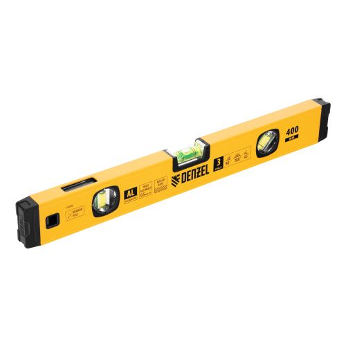 Уровень алюминиевый, магнит., фрезерованный, 3 глазка (1 зеркал.) 0,5 мм/м, 400 мм Denzel купить в Москве с доставкой по всей России | ProtosMarket.ru